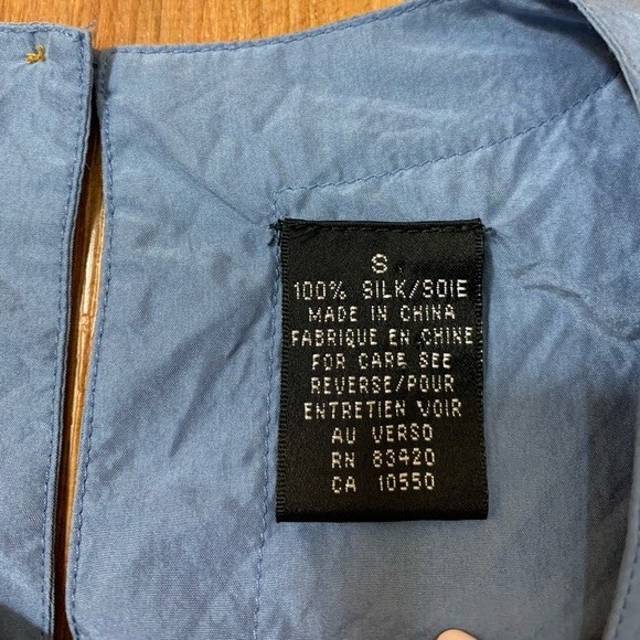 August Silk 100% Silk Blue Short Sleeve Top Blouse - Picture 8 of 13